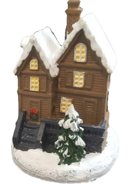 3 Boyutlu Kış Evi Çam Ağacı Ev Silikon Kalıp K-698, Polyester Kokulu Taş Alçı Mum Kalıbı