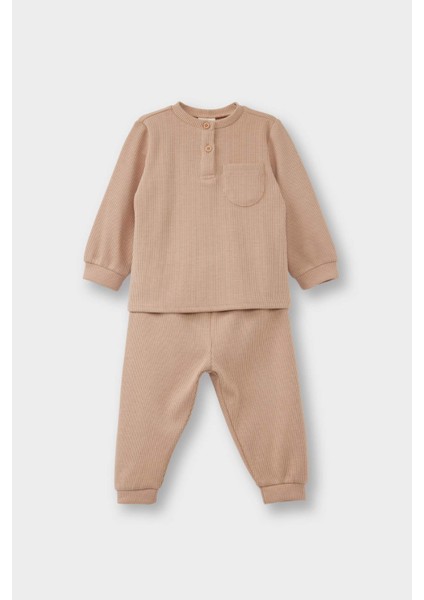 Erkek Bebek Pijama Takımı Uzun Kollu Waffle Üst Uzun Alt G1520A525WN