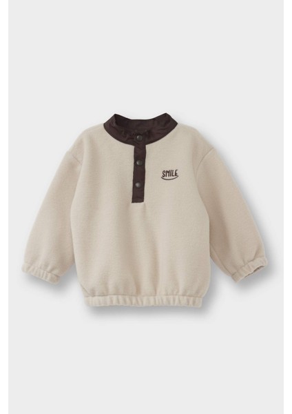 Erkek Bebek Baskılı Düğmeli Polar Sweatshirt G1124A525WN