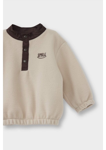 Erkek Bebek Baskılı Düğmeli Polar Sweatshirt G1124A525WN fiyatları
