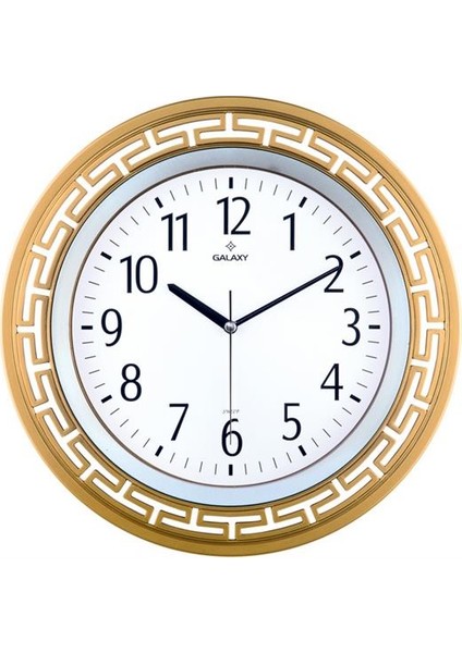 Duvar Saati Altın Sarısı Çerçeve Çap:34.4cm Akrilik Boyalı 2 Renk Abs Kasa Mineral Cam Sessiz Akar Makine Pvc Kadran Kadran Ölçüsü: 240MM Kadran Baskı ALANI:150MM Saat 82 Ag