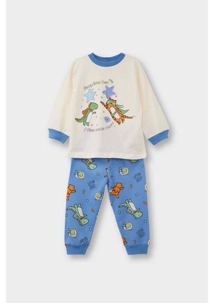 Erkek Bebek Pijama Takımı Desenli Uzun Kollu Penye Üst Uzun Alt G1519A525WN