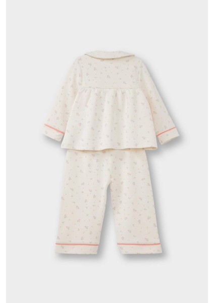Kız Bebek Pijama Takımı Çiçekli Uzun Kollu Jakarlı Üst Uzun Alt G1525A525WN fırsatları