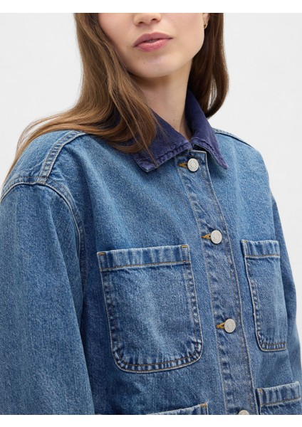 Kadın Mavi Relaxed Denim Chore Ceket modelleri