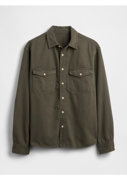 Erkek Haki Ultrasoft Denim Relaxed Gömlek fiyatları