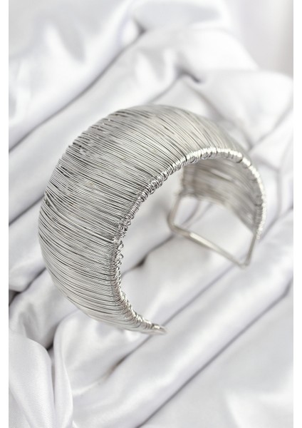 Pirinç Tel Sarma Model Gümüş Renk Kadın Bileklilk - Lisinya