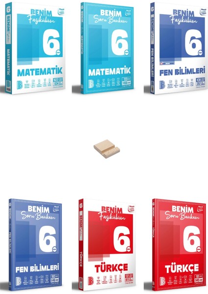 Benim Hocam 6. Sınıf Matematik Fen Türkçe Fasikülüm ve Soru Bankam 6lı Set + Telefon Standı