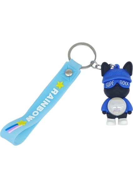 Figürlü ve Işıklı Silikon Anahtarlık - Supe Rock - Mavi (Lisinya)