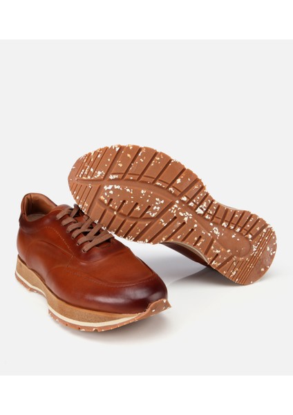 02AYH312100A370 ERKEK Deri Taba Yumuşak Dokulu Spor Ayakkabı