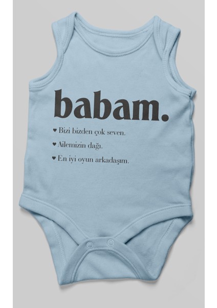 Babam Baskılı Bebek Zıbını – Çıtçıtlı Body 8 Renk | %100 Pamuk Sıfır Kol fiyatları