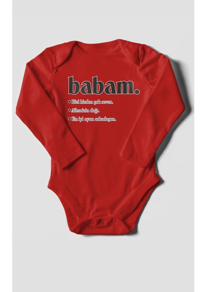 Babam Baskılı Bebek Zıbını – Çıtçıtlı Body 8 Renk | %100 Pamuk Uzun Kol fiyatları
