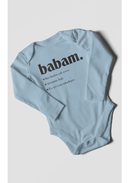 Babam Baskılı Bebek Zıbını – Çıtçıtlı Body 8 Renk | %100 Pamuk Uzun Kol modelleri