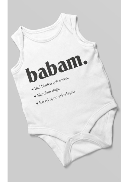 Babam Baskılı Bebek Zıbını – Çıtçıtlı Body 8 Renk | %100 Pamuk Sıfır Kol modelleri
