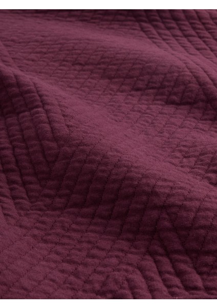 Kadın Bordo Gapfit Quilted Jacquard Pullover Spor Üst modelleri