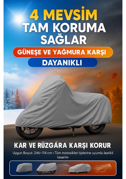 Su Geçirmez 4 Mevsim Motosiklet Brandası 246X114 cm – Uv, Rüzgar ve Yağmur Koruma