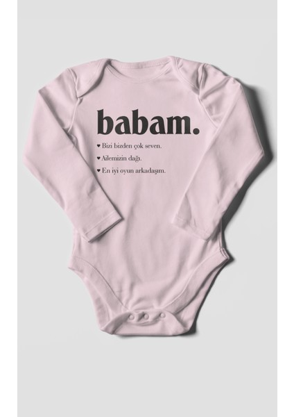 Babam Baskılı Bebek Zıbını – Çıtçıtlı Body 8 Renk | %100 Pamuk Uzun Kol fiyatları