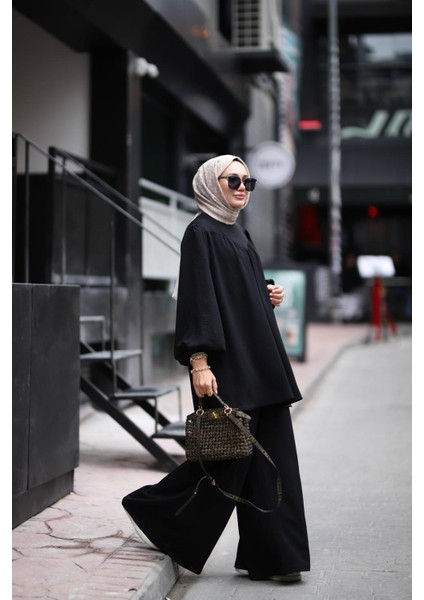 Tesettür Şeker Tunik Pantolon Takım Siyah fiyatları