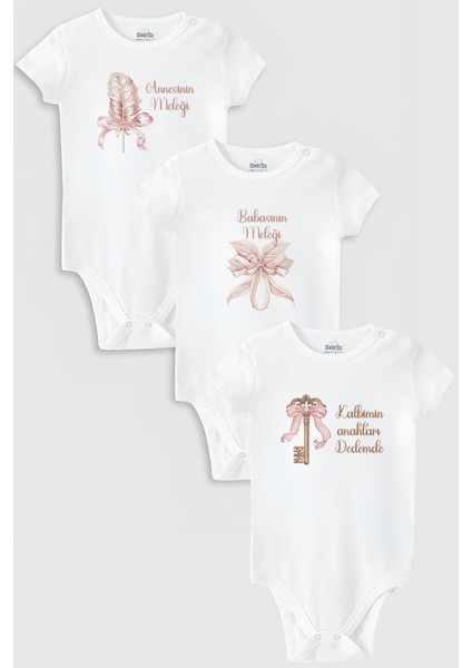 Organik %100 Pamuk Babasının Meleği 3'lü Bebek Body Set Badi Çıtçıtlı Zıbın Üçlü 5818-5819-5820