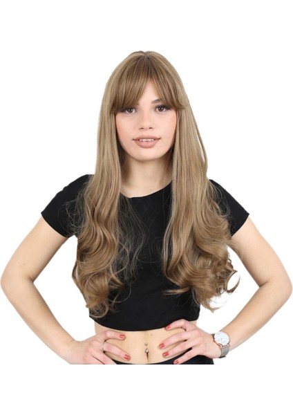 Kahküllü Uzun Dalgalı Fiber Sentetik Peruk - Bebek Kumralı fiyatları