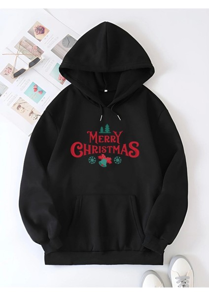 Merry Chrıstmas Sweatshirt Hodie Siyah