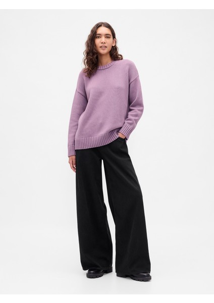 Kadın Mor 100% Pamuk Oversize Kazak indirimleri