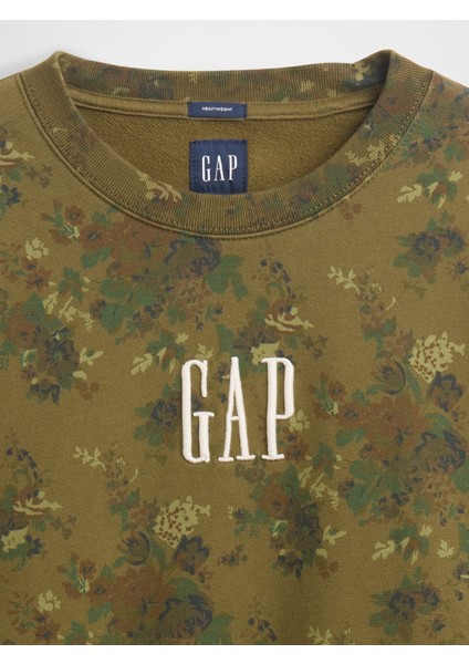 Erkek Açık Yeşil Heavyweight Oversized Gap Logo Bisiklet Yaka Sweatshirt modelleri