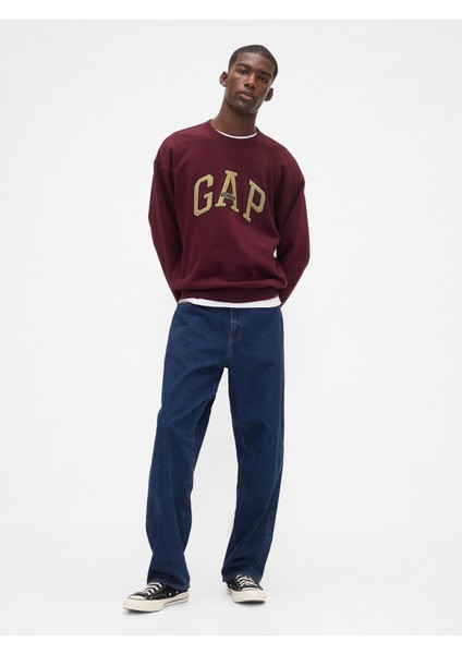 Erkek Bordo Heavyweight Oversized Logo Sweatshirt indirimleri
