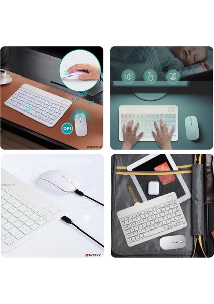 Bilgisayar için Beyaz Rgb Işıklı Klavye Mouse Seti modelleri