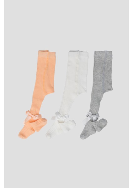 3 Adet Kurdele Aksesuarlı Pamuklu Kız Çocuk ve Bebek Külotlu Çorap fiyatları