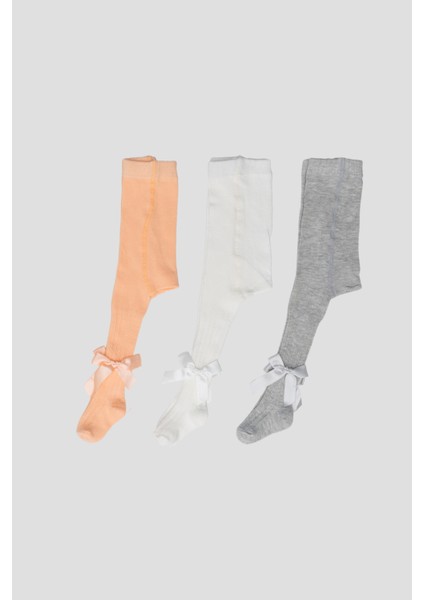 3 Adet Kurdele Aksesuarlı Pamuklu Kız Çocuk ve Bebek Külotlu Çorap fırsatları