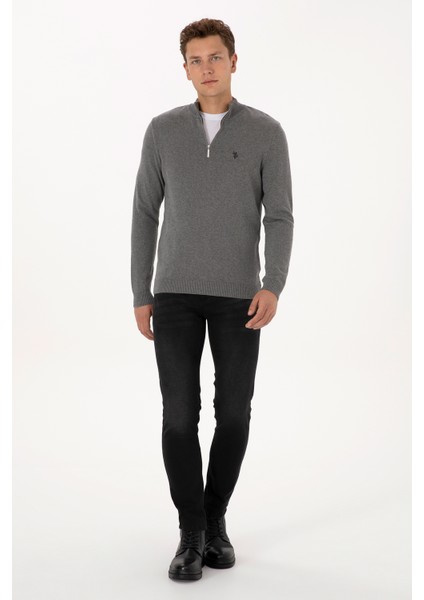 Erkek Gri Melanj Kazak /triko 50313695-VR109 fırsatları