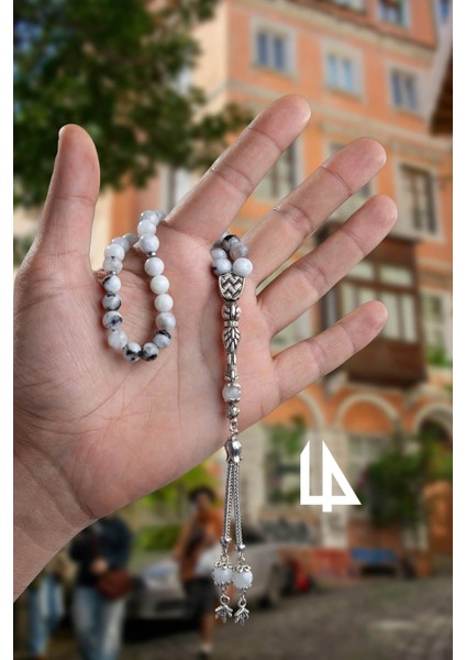 Ay Taşı Doğal Taş Küre Kesim 33 Lü 8mm Tesbih