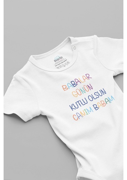 Organik %100 Pamuk Babalar Günün Kutlu Olsun Canım Babam Bebek Body Çıtçıtlı Badi Zıbın 5219