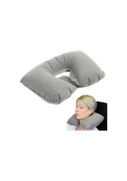 Şişme Seyahat Yastığı Gri Lacivert (4172)