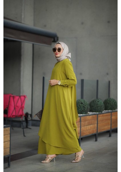Tesettür Ayrobin Hera Elbise Yağ Yeşili fiyatları