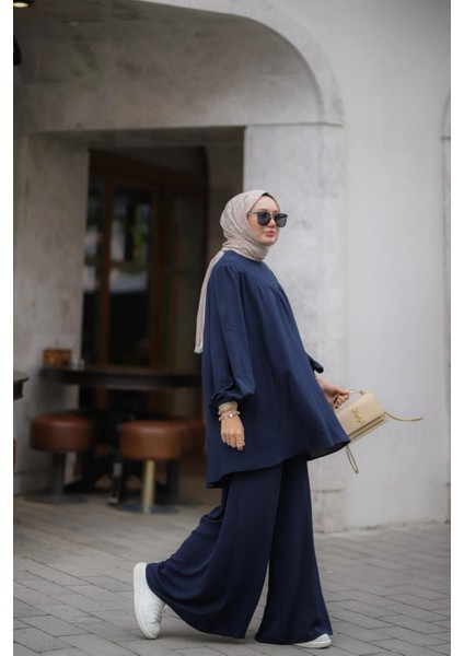 Tesettür Şeker Tunik Pantolon Takım Lacivert fiyatları