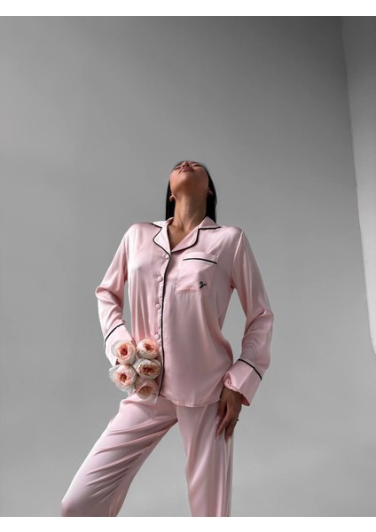 Biyeli Klasik Saten Pijama Takımı fiyatları