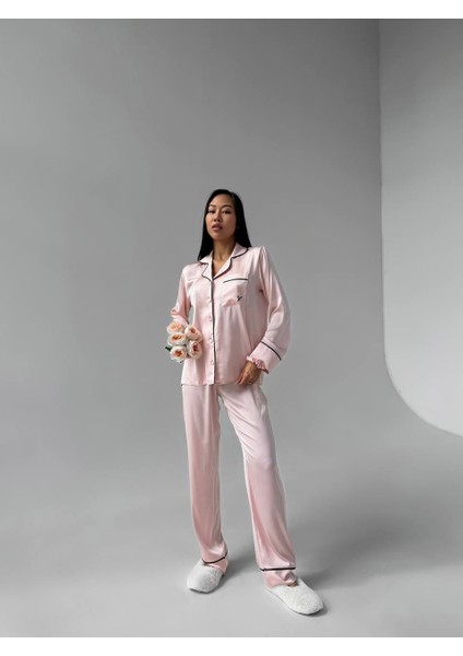 Biyeli Klasik Saten Pijama Takımı fırsatları