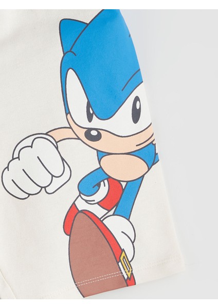 Yeni Sezon Beli Lastikli Sonic Baskılı Erkek Çocuk Şort modelleri