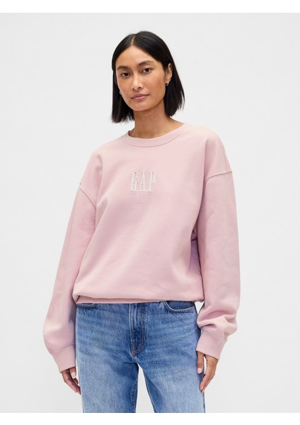 Erkek Pembe Heavyweight Oversized Gap Logo Bisiklet Yaka Sweatshirt fiyatları