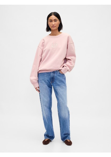 Erkek Pembe Heavyweight Oversized Gap Logo Bisiklet Yaka Sweatshirt modelleri