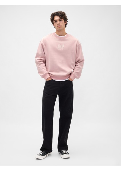 Erkek Pembe Heavyweight Oversized Gap Logo Bisiklet Yaka Sweatshirt