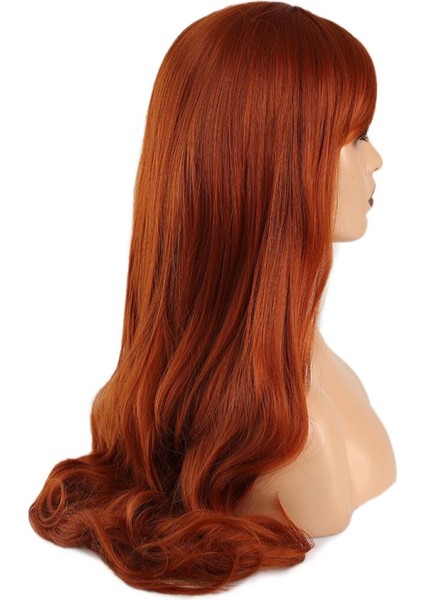 Kahküllü Uzun Dalgalı Fiber Sentetik Peruk - Bakır modelleri