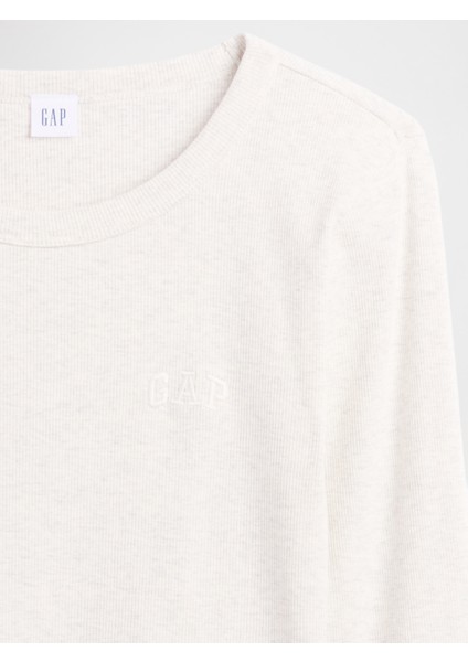 Kadın Bej Ribana Crop Bisiklet Yaka T-Shirt modelleri