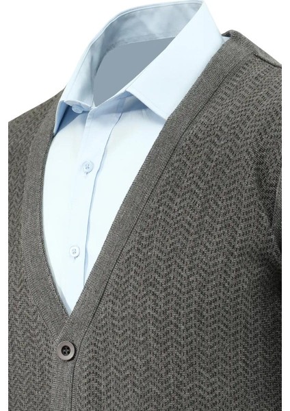 Erkek Düğmeli Hırka Cepli Çelik Örgü Klasik Kalıp 5212M BGL-ST04848 fırsatları