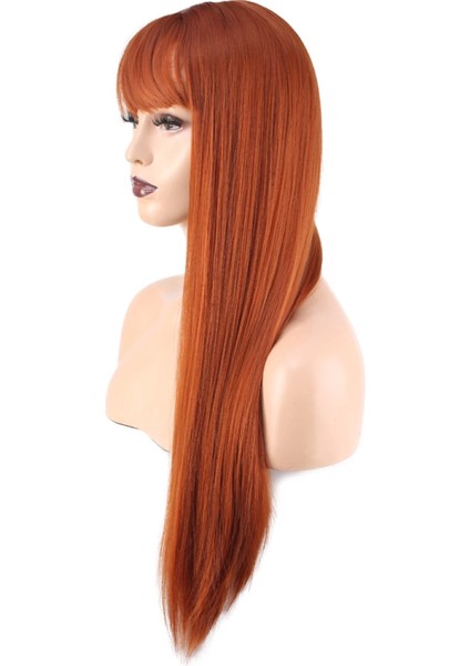 Düz Perçemli Uzun Fiber Sentetik Peruk - Bakır fırsatları