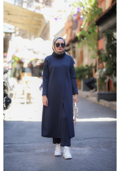 Tesettür Boğazlı Tunik Pantolon Takım Lacivert fiyatları
