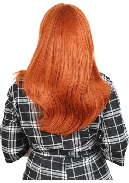 Düz Perçemli Orta Boy Fiber Sentetik Peruk - Bakır fırsatları