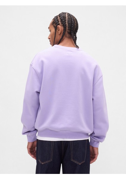 Erkek Mor Heavyweight Oversized Gap Logo Bisiklet Yaka Sweatshirt fırsatları