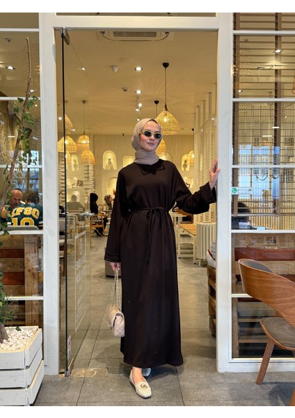 Tesettür Luna Elbise Kahverengi